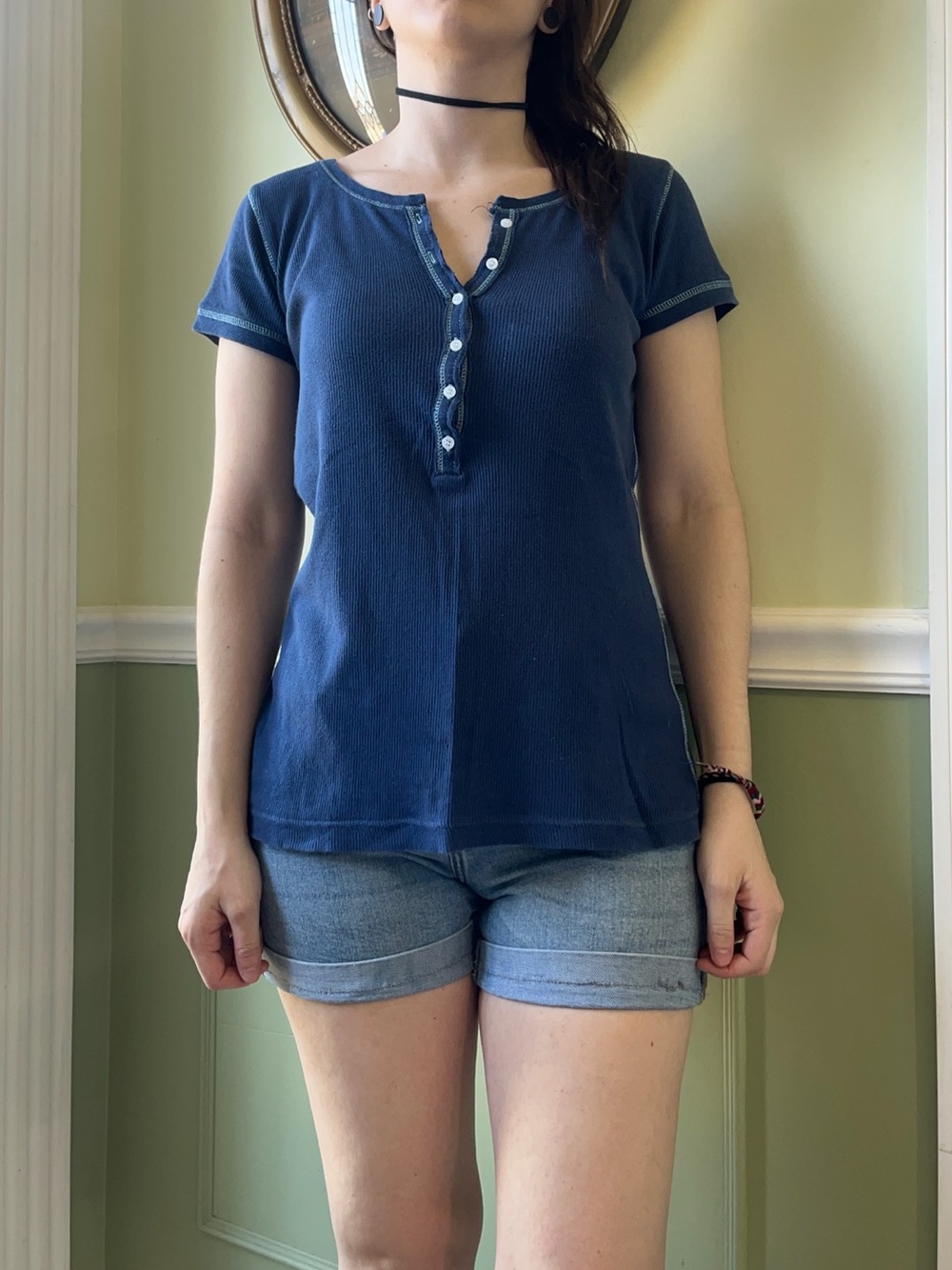 Energie Y2K blue henley top